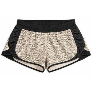 Lululemon Run Speed Shorts Womens Size 8 Beige Black Speckle Print Running
